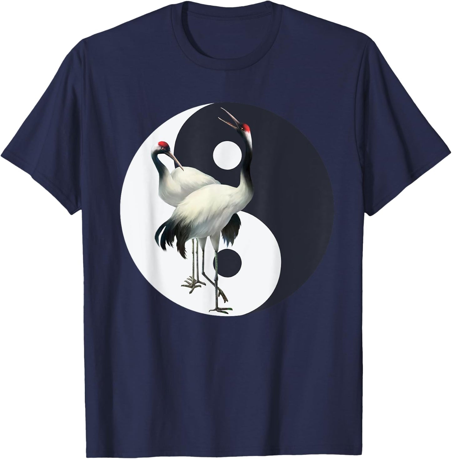 Tai Chi White Crane Yin, Yang, Qi Gong, Chinese White Bird T-Shirt - T-Shirt | Navy
