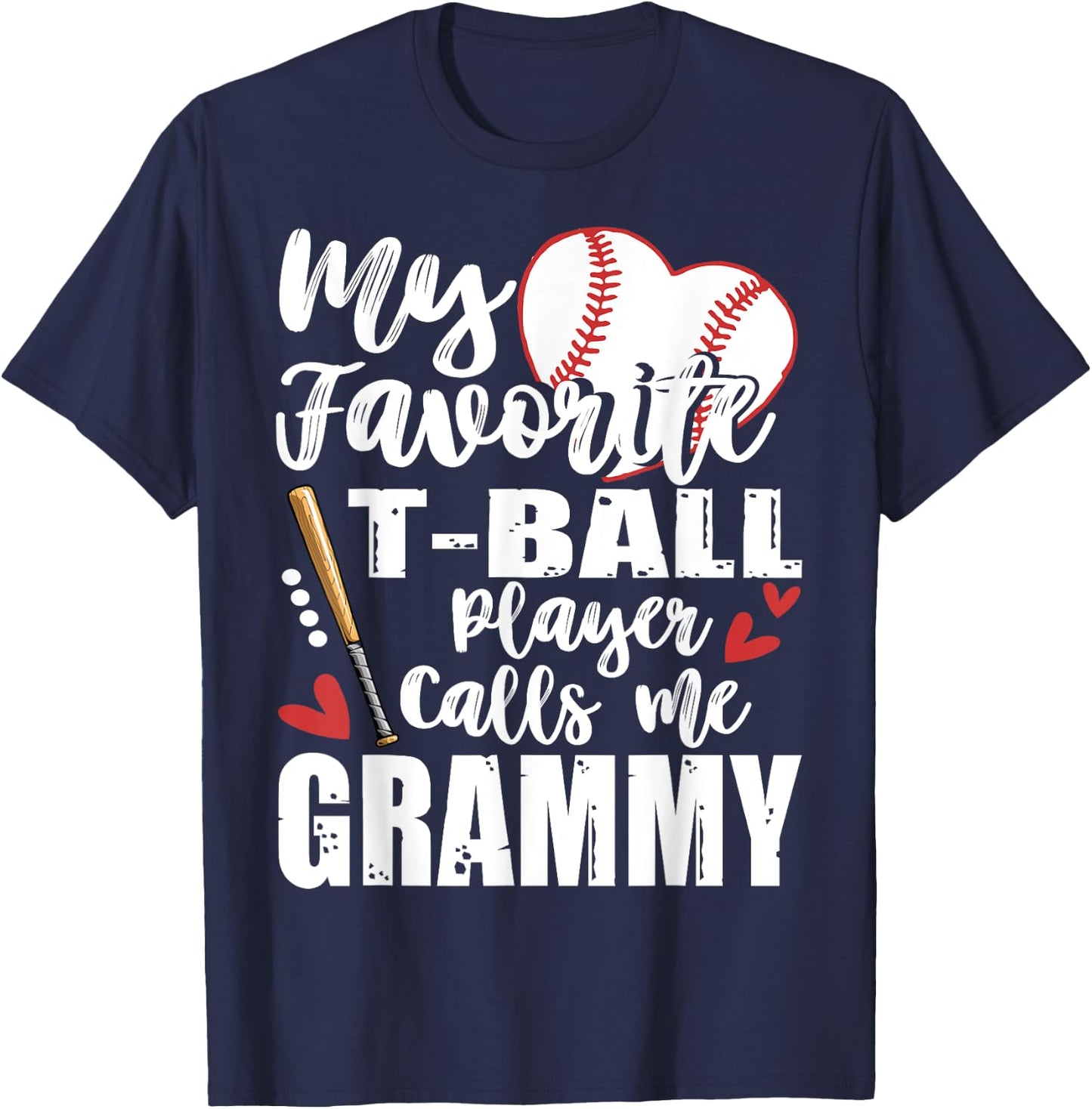 My Favorite T-Ball Player Calls Me Grammy Family Matching T-Shirt - T-Shirt | Navy
