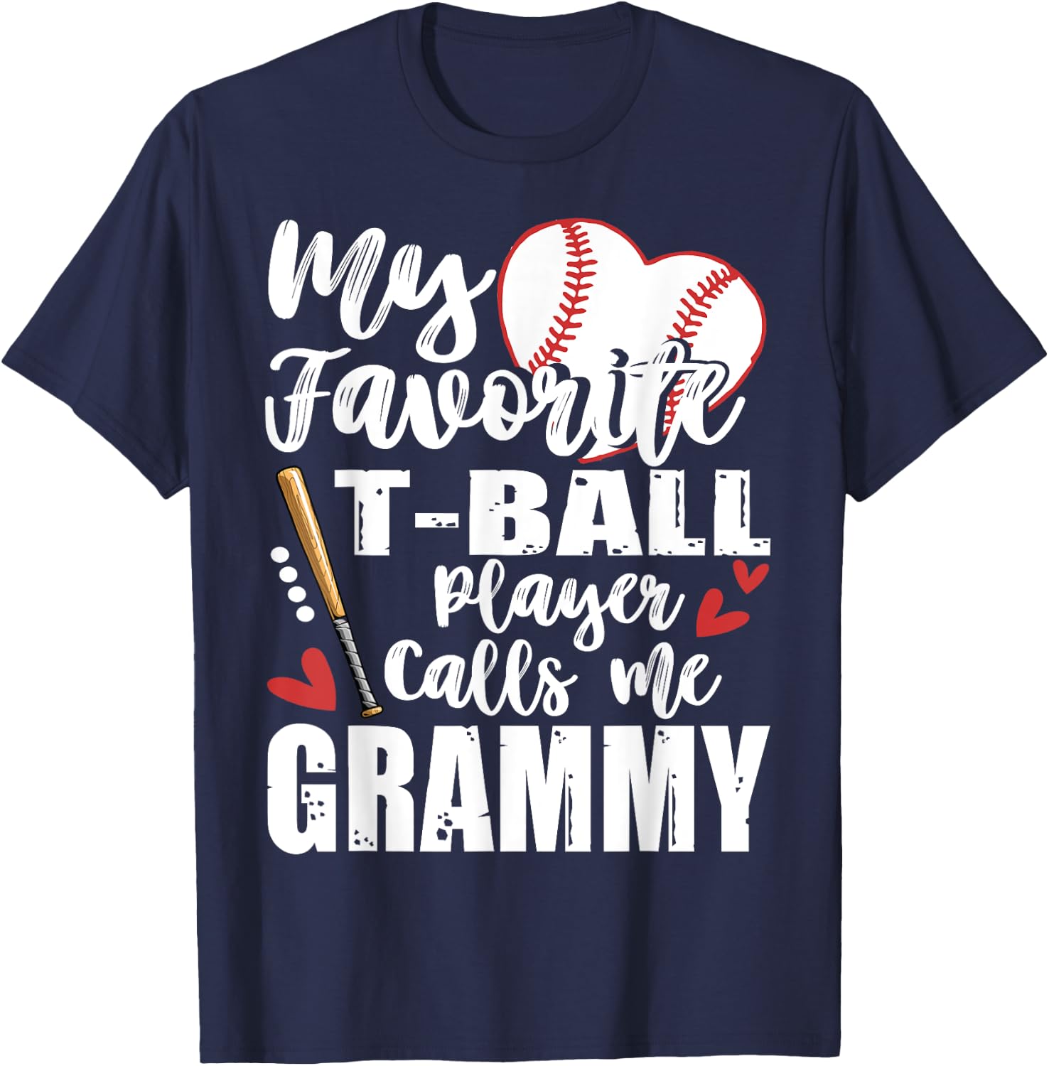 My Favorite T-Ball Player Calls Me Grammy Family Matching T-Shirt - T-Shirt | Navy