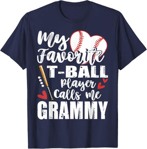 My Favorite T-Ball Player Calls Me Grammy Family Matching T-Shirt - T-Shirt | Navy