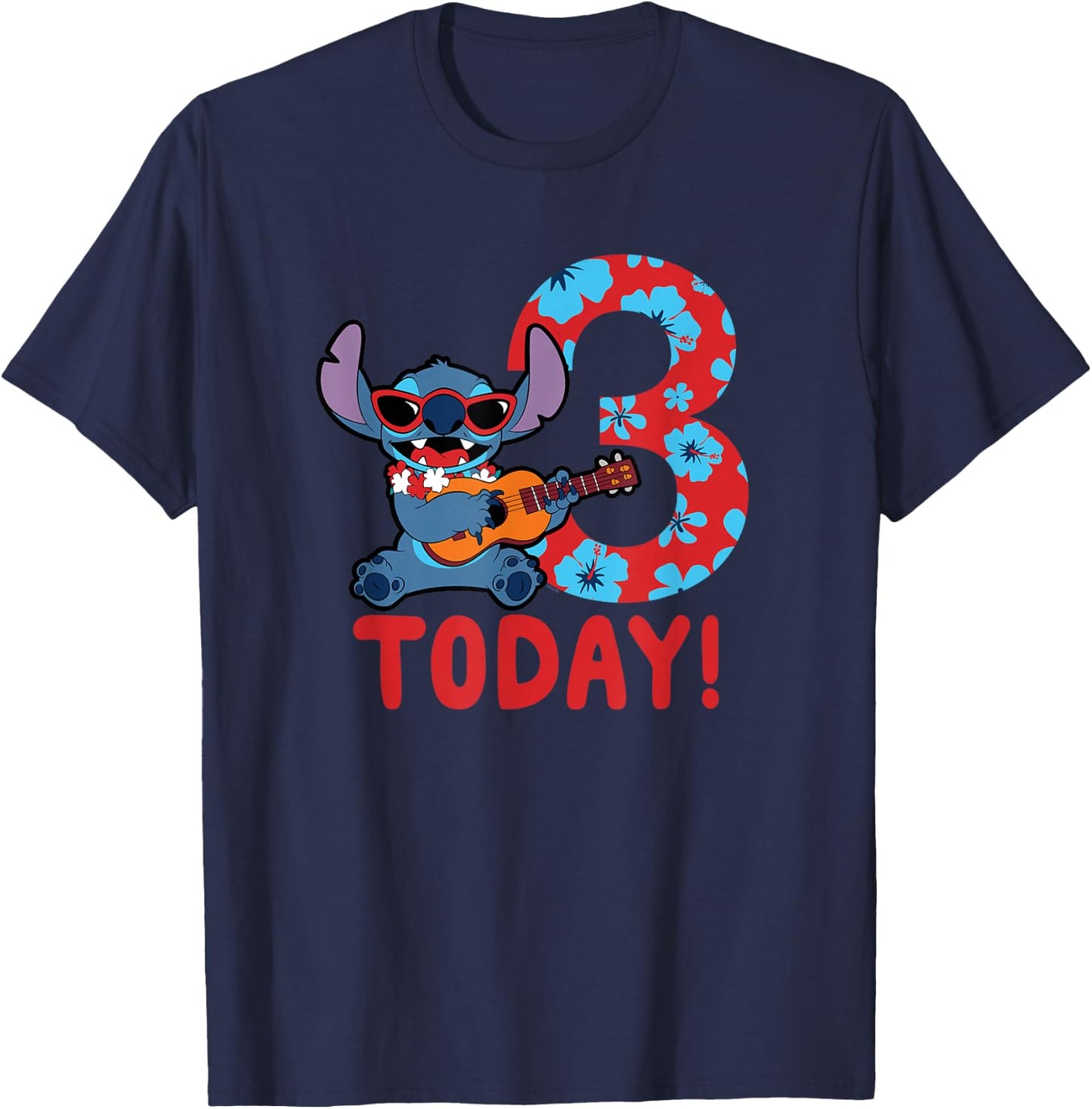 Disney Lilo & Stitch Tropical Birthday 3 Years Old Today T-Shirt - T-Shirt | Navy