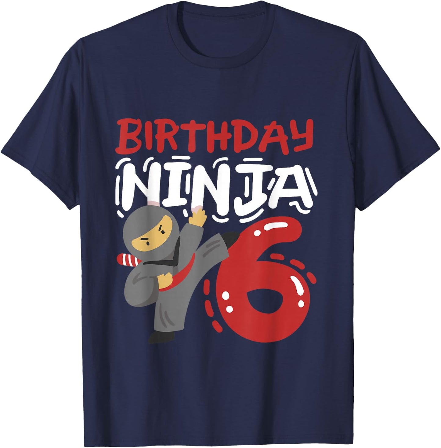 Birthday Ninja 6 Years Old Karate Kids 6th Birthday Boys T-Shirt - T-Shirt | Navy
