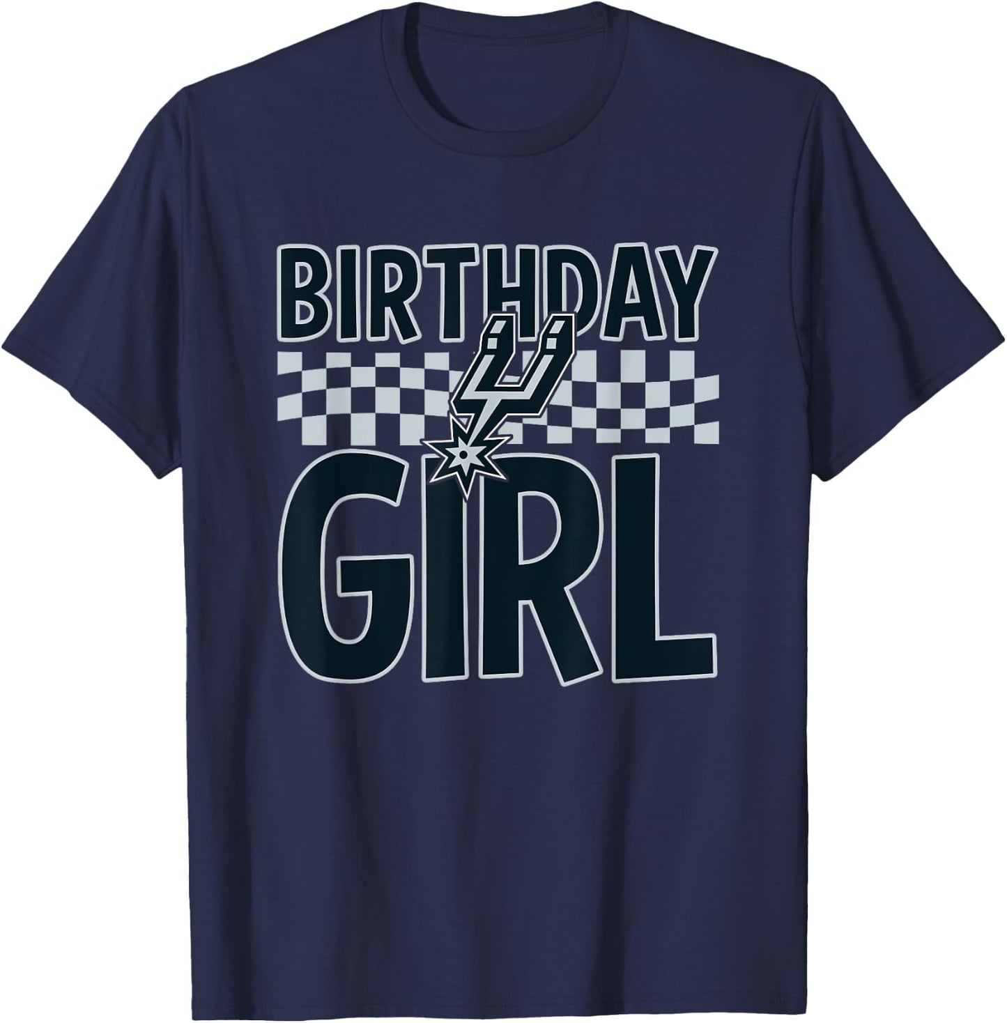 NBA San Antonio Spurs Birthday Girl Checkered Logo T-Shirt - T-Shirt | Navy