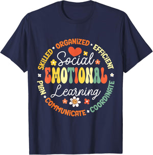 Social Emotional Learning Heart Counselor Teacher SEL Day T-Shirt - T-Shirt | Navy