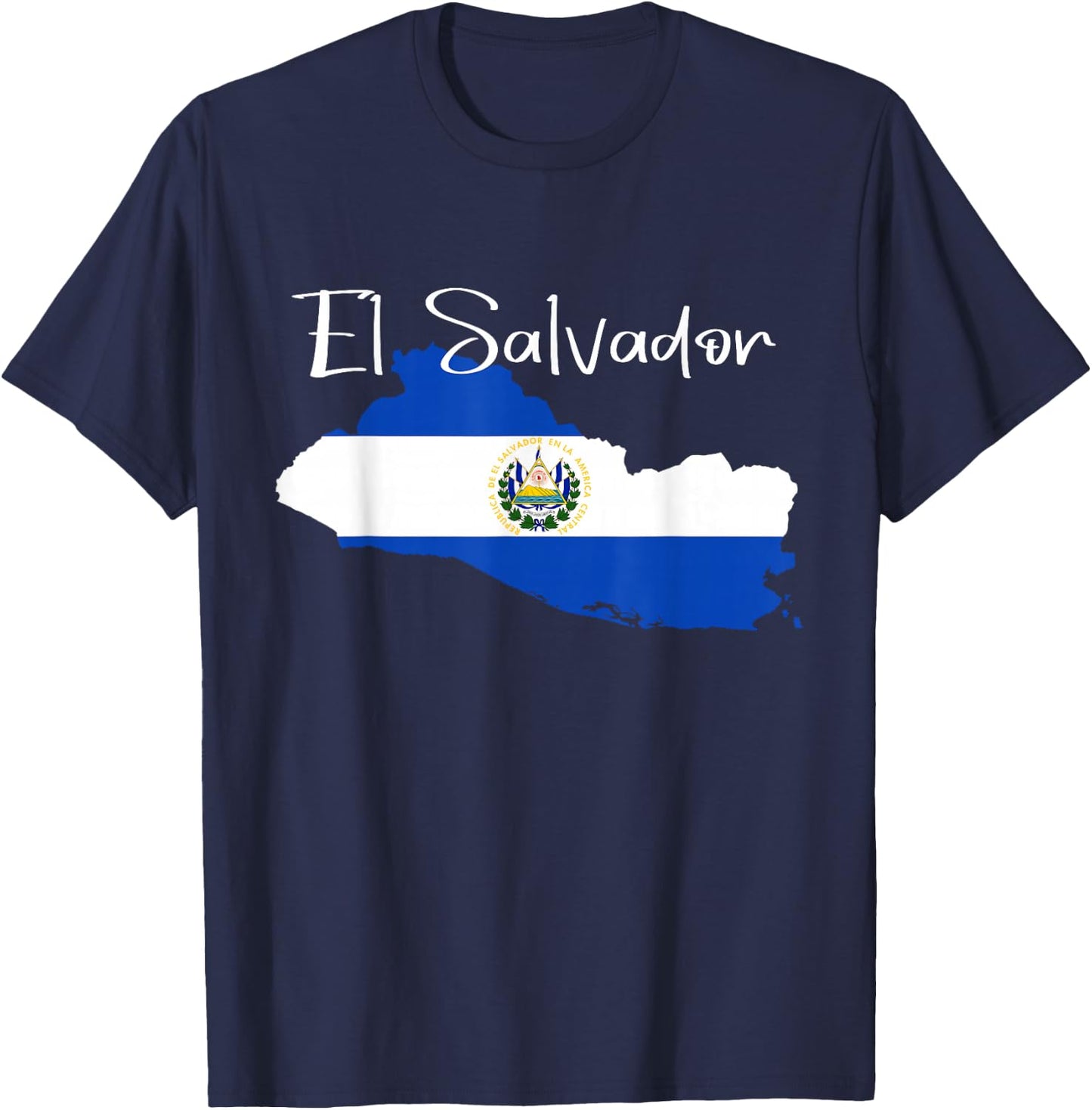 El Salvador Flag Shirt, El Salvador map, Salvador T-Shirt - T-Shirt | Navy