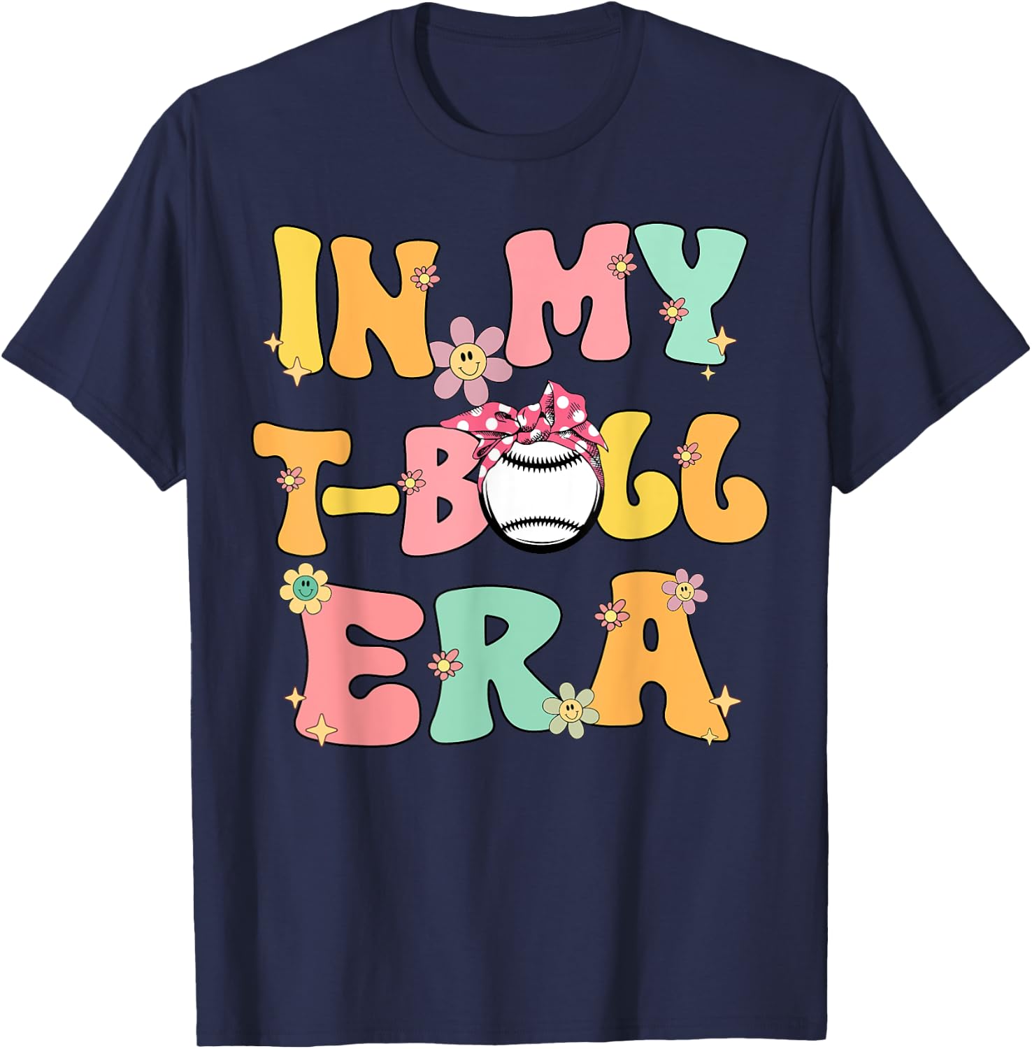 In My Tball Era Retro Groovy T ball ball Kids Girl Boy T-Shirt - T-Shirt | Navy