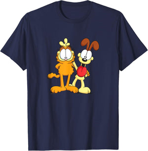 Garfield Classic Odie Smiling Happy Photo Pose Bunny Ears T-Shirt - T-Shirt | Navy