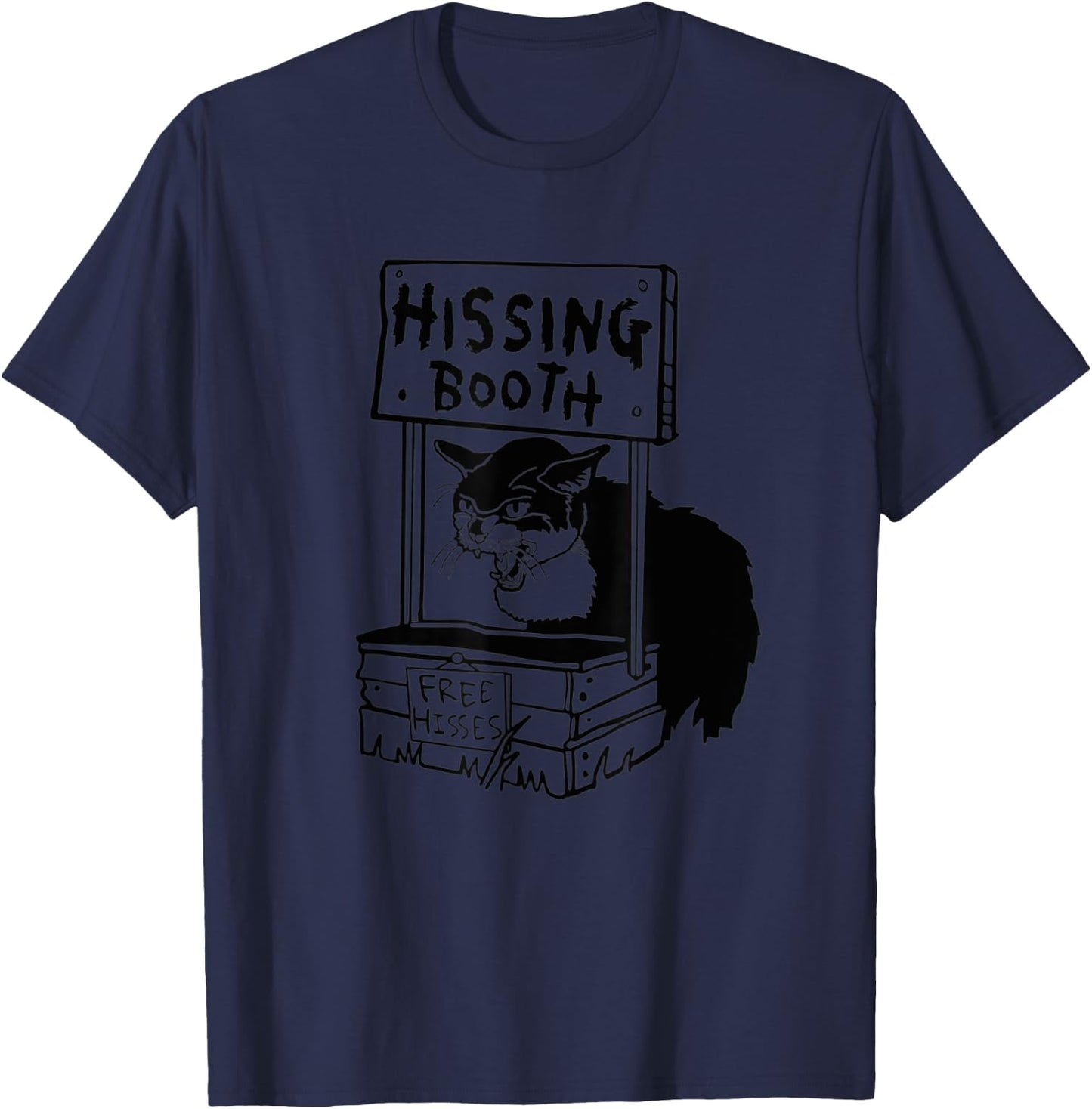 Cat Hissing Booth Black Cat Cute Ktten Cat Lover Funny T-Shirt - T-Shirt | Navy