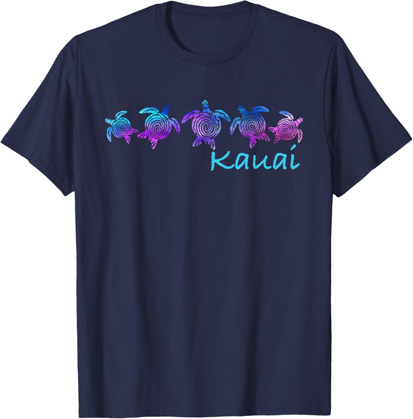 Kauai, Hawaii Beach Design/Tribal Turtle Gift T-Shirt - T-Shirt | Navy