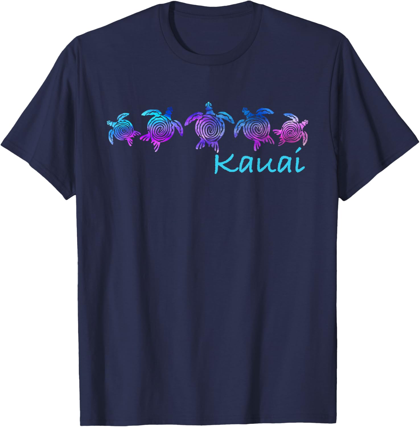 Kauai, Hawaii Beach Design/Tribal Turtle Gift T-Shirt - T-Shirt | Navy