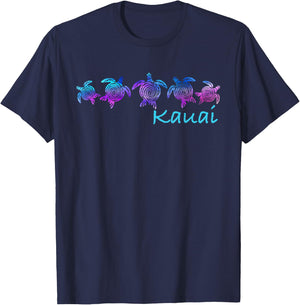 Kauai, Hawaii Beach Design/Tribal Turtle Gift T-Shirt - T-Shirt | Navy