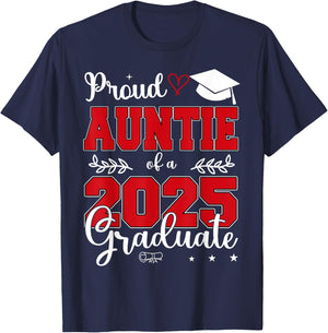 Proud Auntie of a Class of 2025 Graduate T-Shirt - T-Shirt | Navy