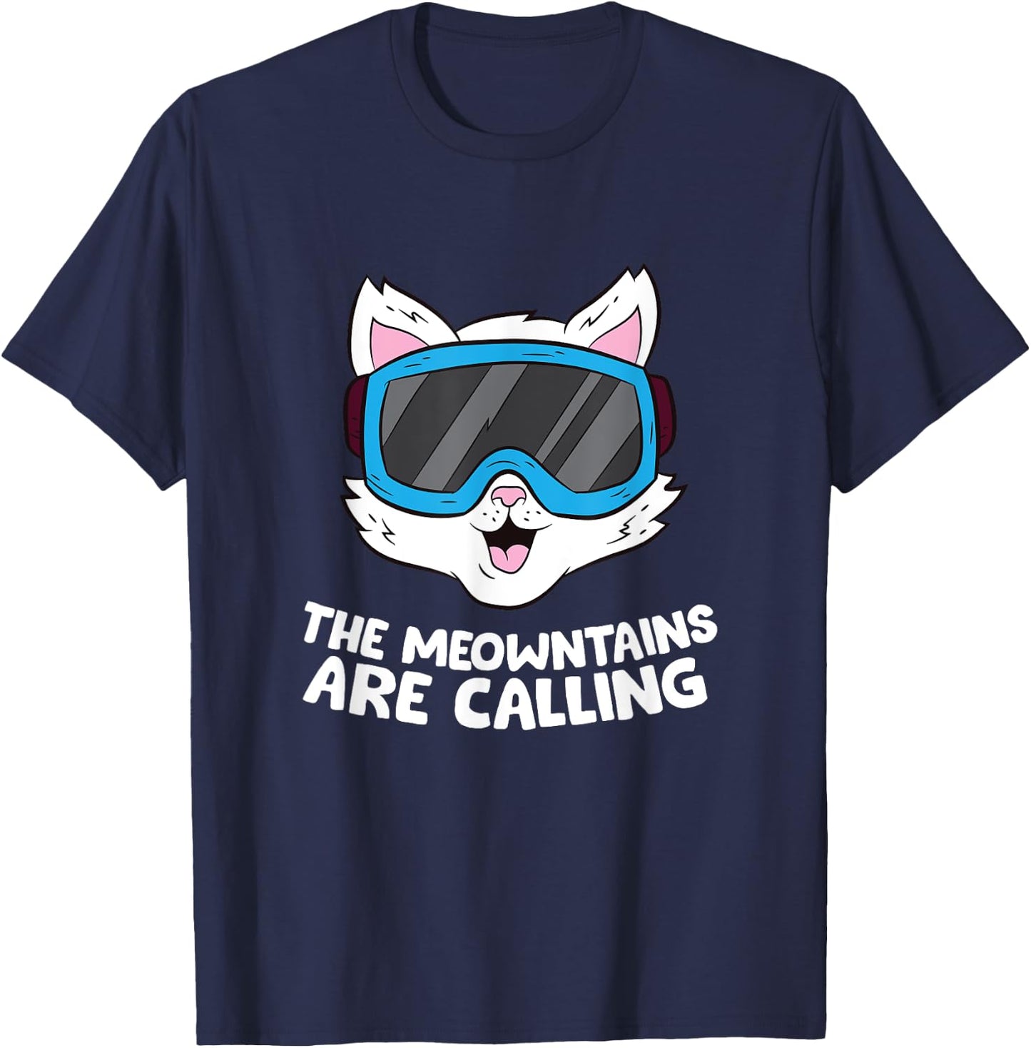 Funny Snowboard Ski Goggle For Snowboarding Cat Skiing Women Girls Kids T-Shirt - T-Shirt | Navy
