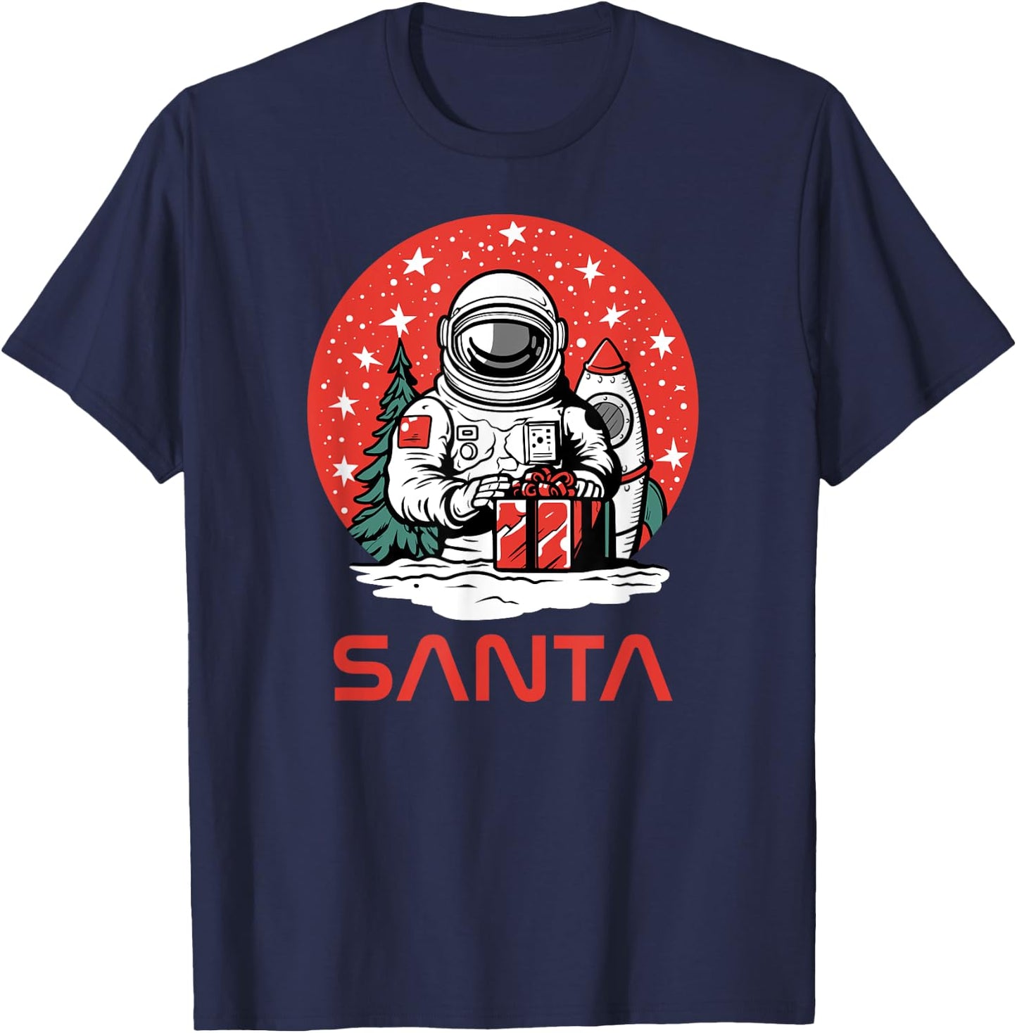Space Santa Claus Astronaut Cosmos Presents Cool Christmas T-Shirt - T-Shirt | Navy