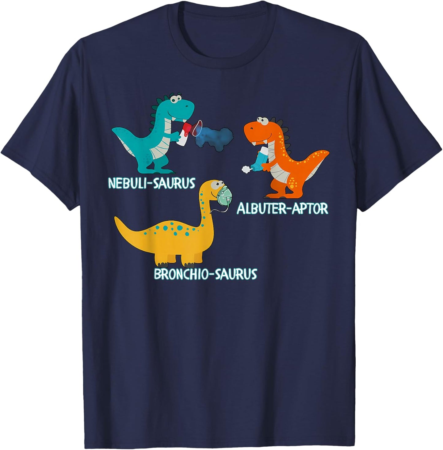 Dinosaur Pediatric Respiratory Therapy PEDS PICU RRT Crew T-Shirt - T-Shirt | Navy