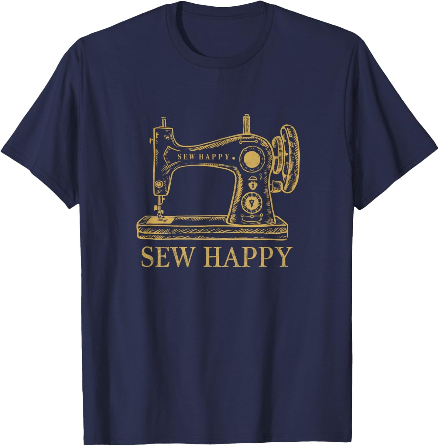Vintage Sewing Machine Sew Happy Design Crafting Happiness T-Shirt - T-Shirt | Navy