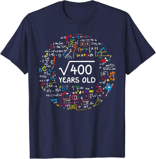 Square Root Of 400 20th Birthday 20 Year Old Gifts Math Bday T-Shirt - T-Shirt | Navy