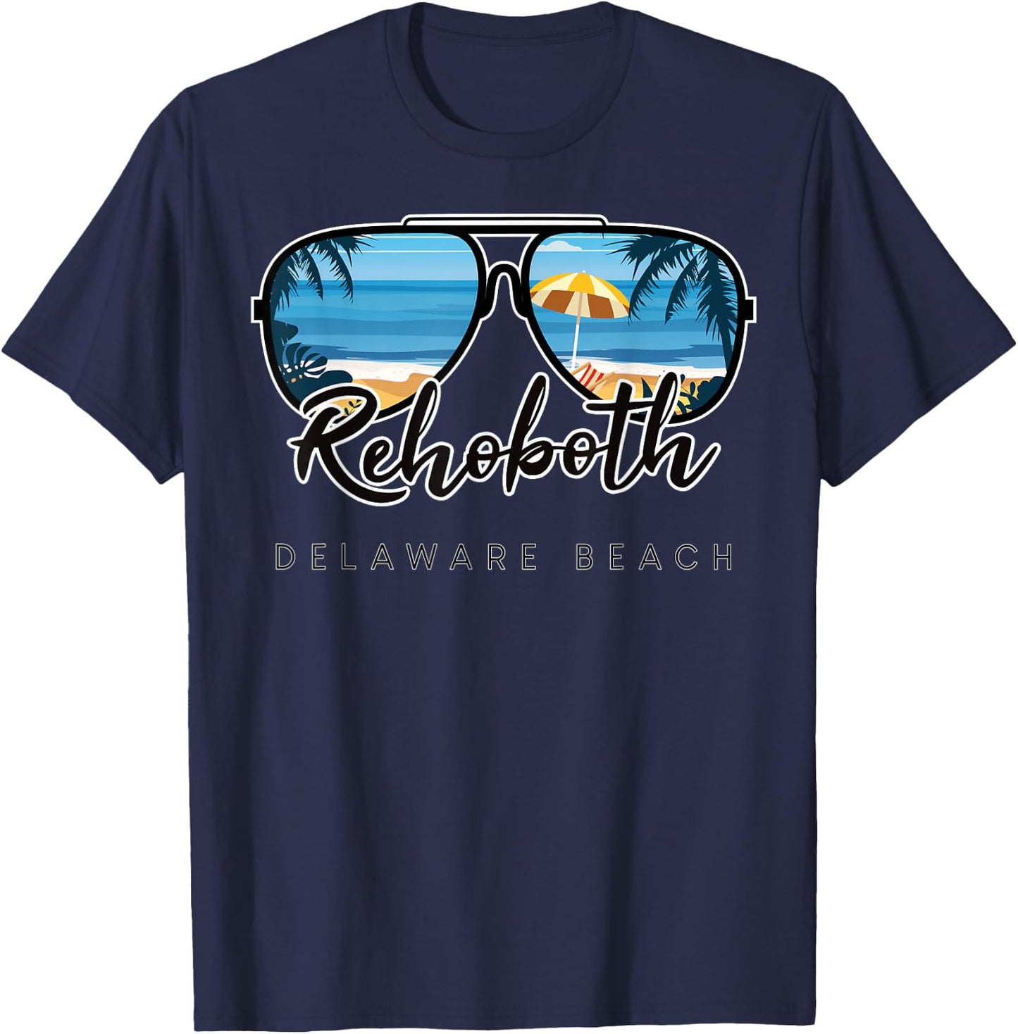Rehoboth Beach Delaware Palm Tree Sunglasses Souvenir Men Women Kids T-Shirt - T-Shirt | Navy