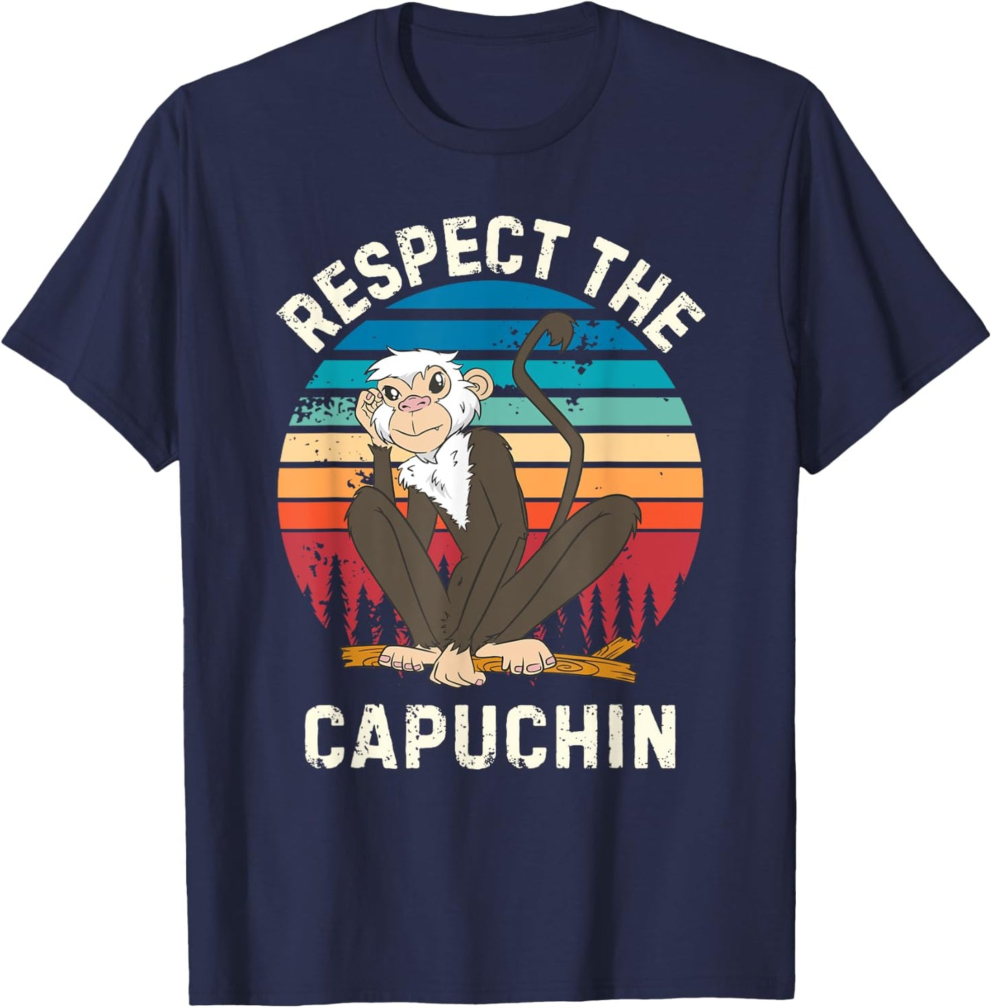 Retro Respect The Capuchin Vintage Capuchin MonkeyLover T-Shirt - T-Shirt | Navy