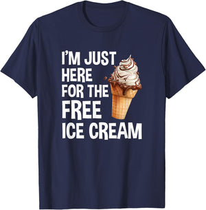 I'm Just Here For The Free Ice Cream Funny Cruise 2025 T-Shirt - T-Shirt | Navy