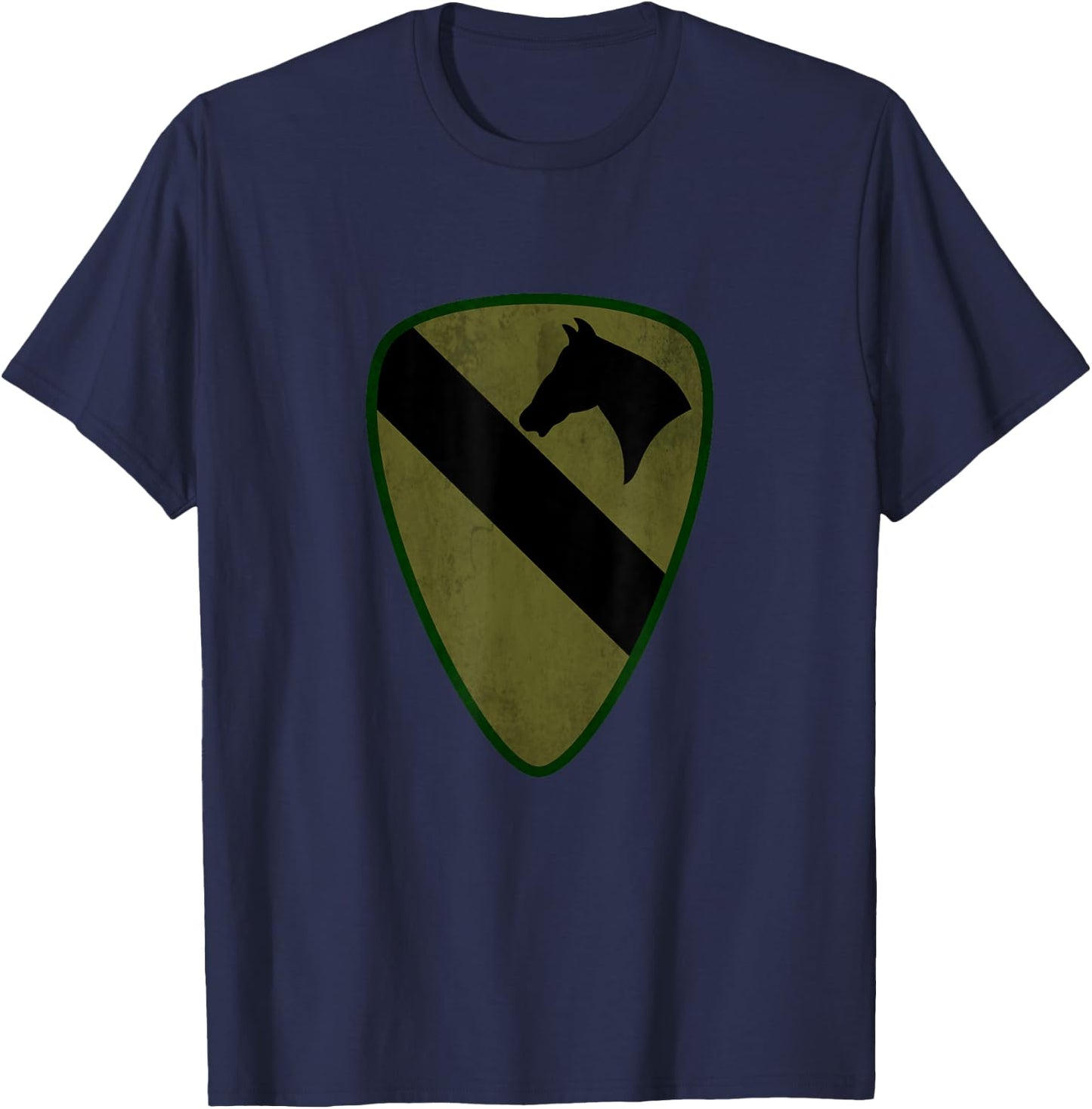 1st Cavalry Division OD Green Distressed Military Veteran T-Shirt - T-Shirt | Navy