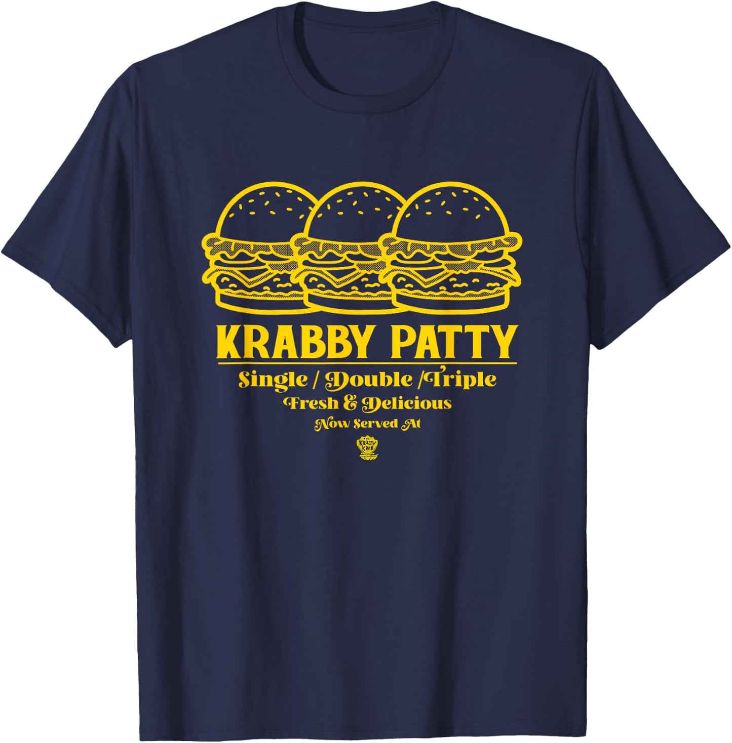 SpongeBob SquarePants Krabby Patty Only At Krusty Krab Ad T-Shirt - T-Shirt | Navy