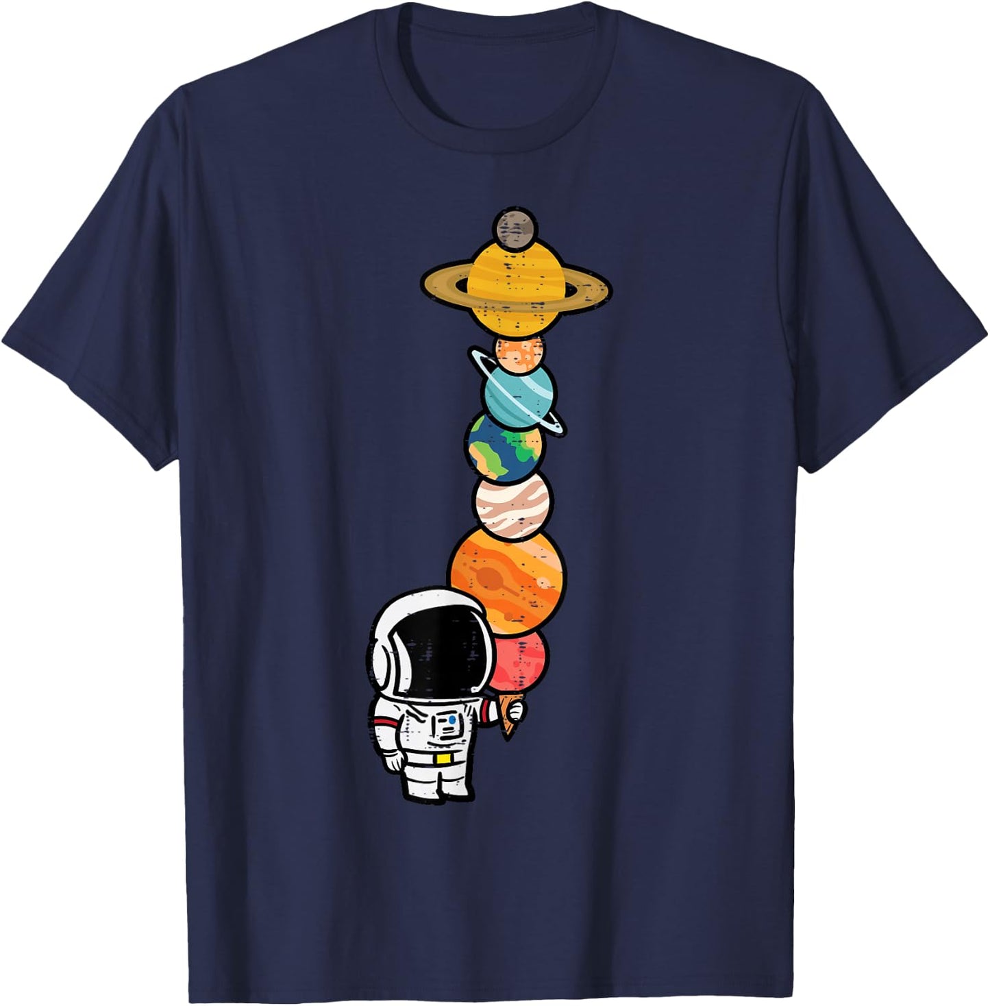 Astronaut Ice Cream Planets Space Boys Girls Kids Women Men T-Shirt - T-Shirt | Navy
