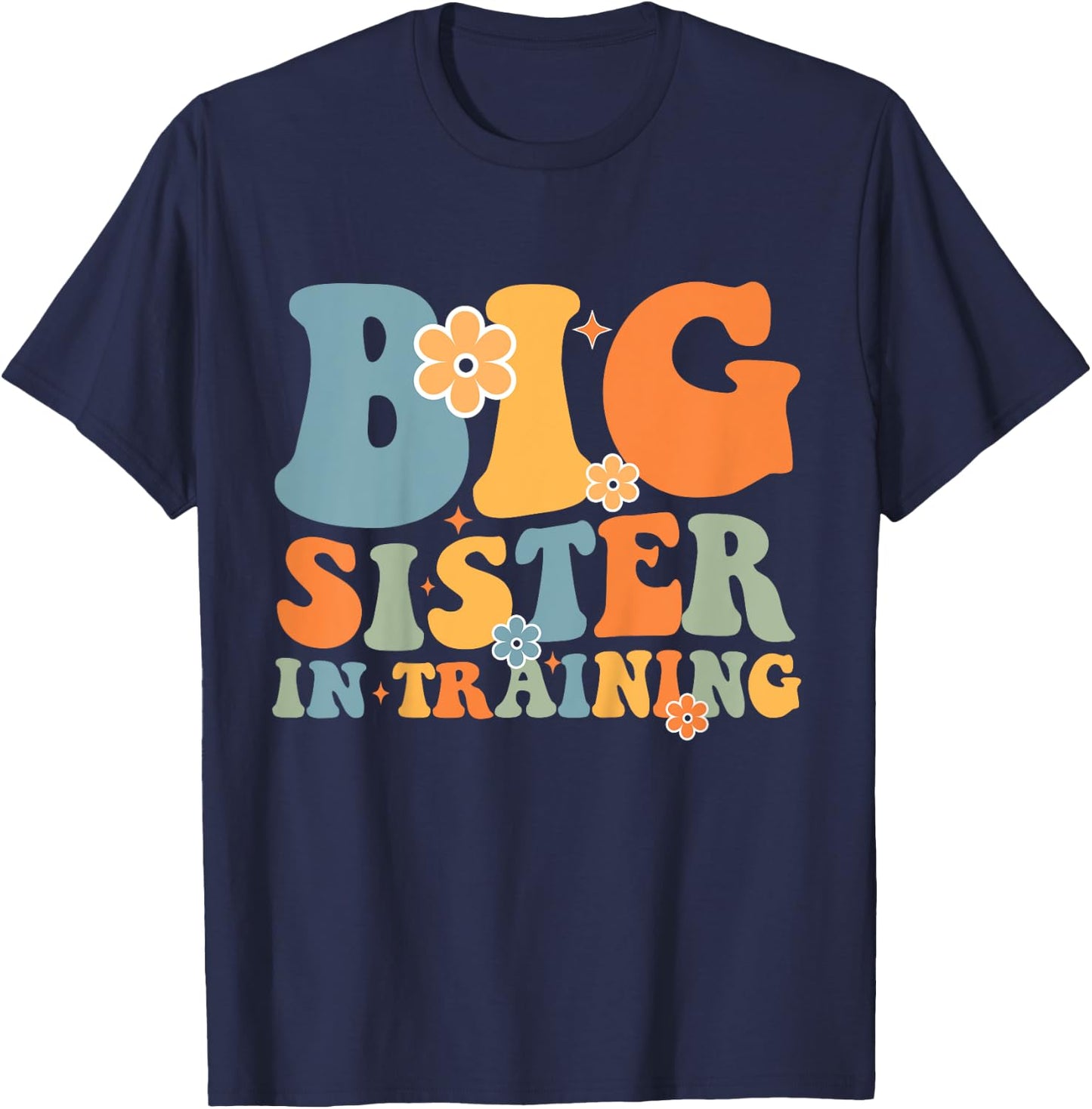 Kids Big Sister In Training Retro Groovy Kids Toddler T-Shirt - T-Shirt | Navy
