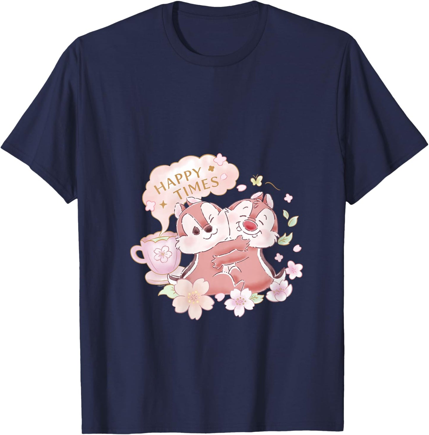 Disney Chip 'n Dale Happy Times Sakura Spring Cherry Blossom V-Neck T-Shirt - T-Shirt | Navy