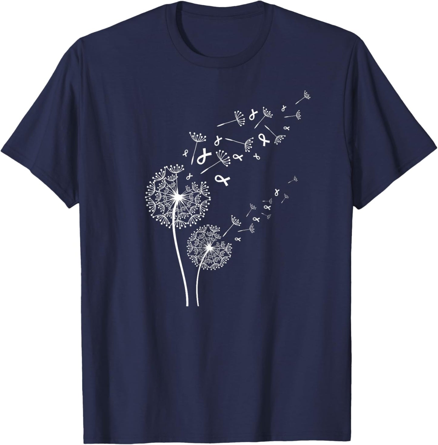 Dandelion Lung Cancer Awareness Month White Ribbons T-Shirt - T-Shirt | Navy