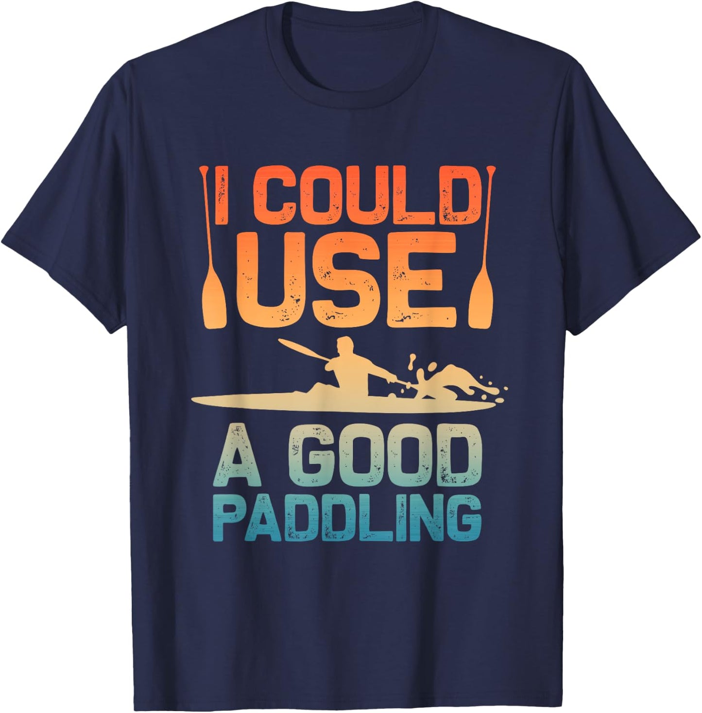 Cute Kayak Art Women Kayaking Kayaker Paddling Kayak T-Shirt - T-Shirt | Navy