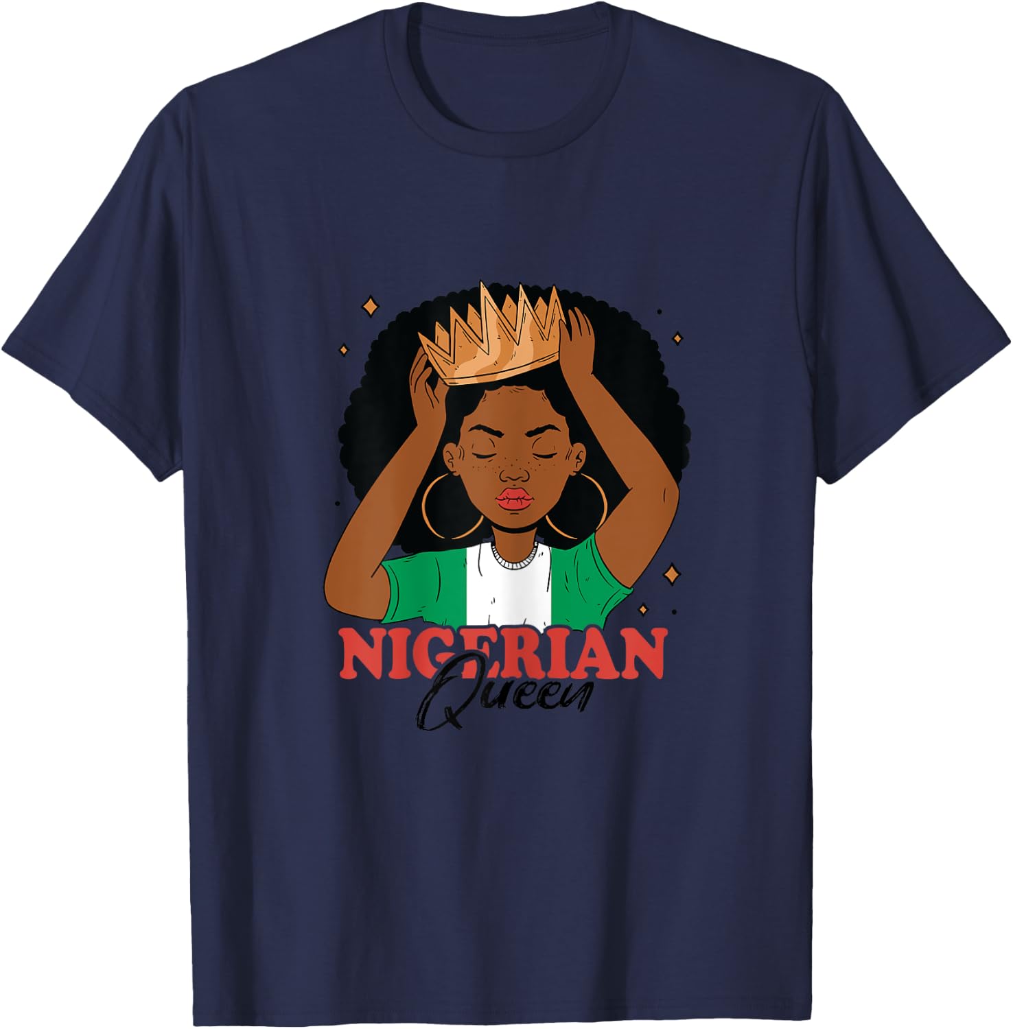 Nigerian Queen Nigerian Roots Nigerian Pride Nigeria T-Shirt - T-Shirt | Navy