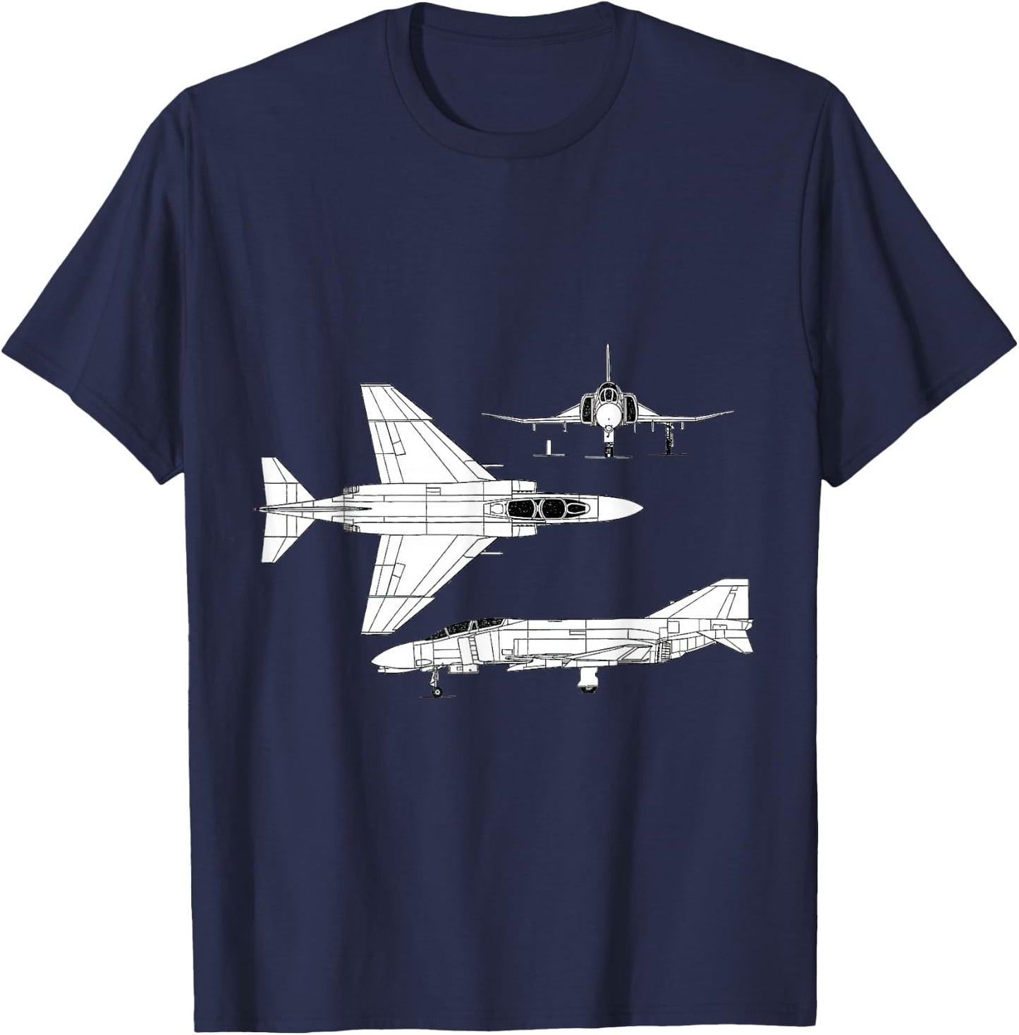 McDonnell Douglas F-4 Phantom II Blueprint Aircraft T-Shirt - T-Shirt | Navy