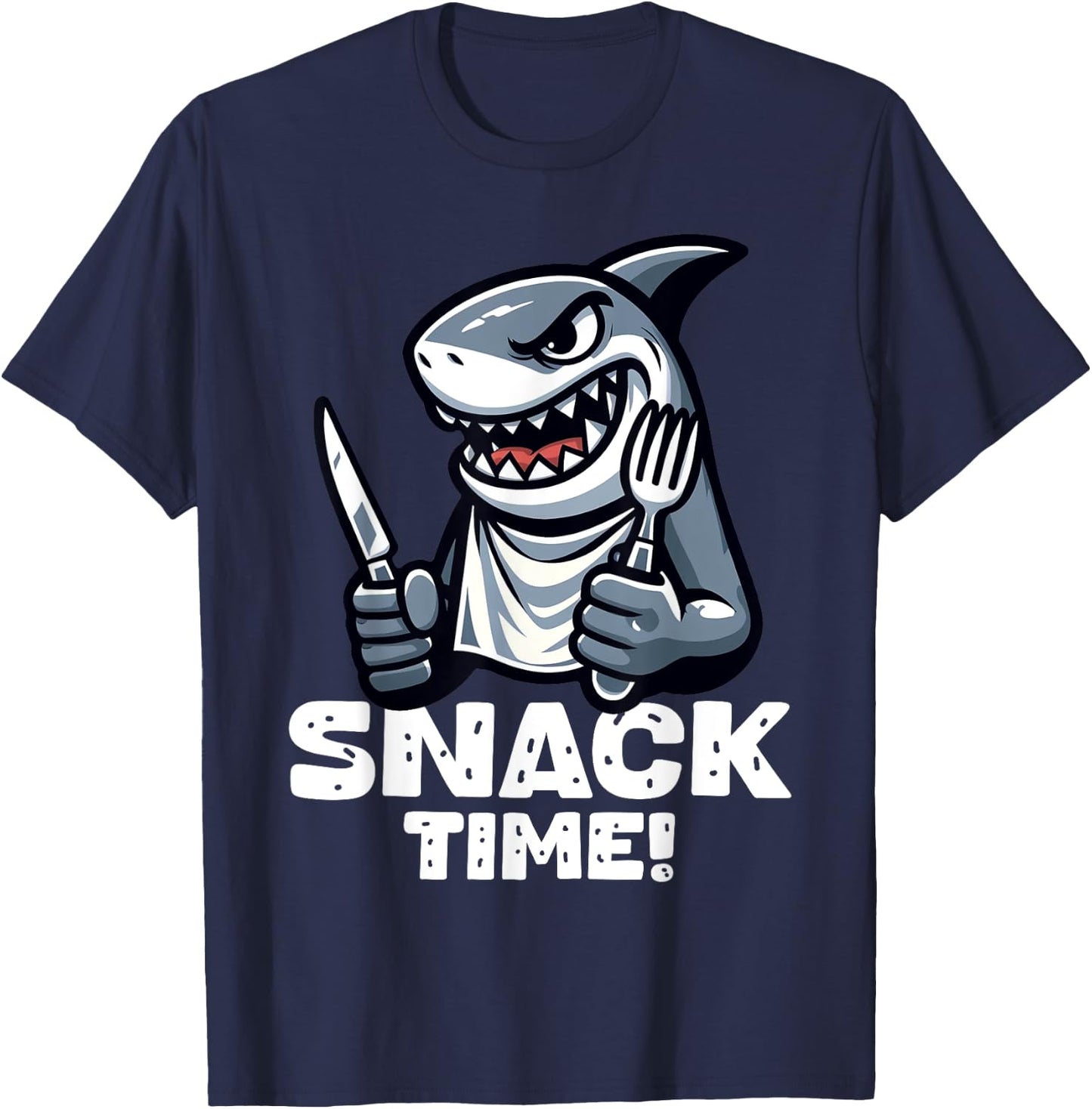 Cool Shark Snack Time Beach Funny Shark Women Girls Kids T-Shirt - T-Shirt | Navy