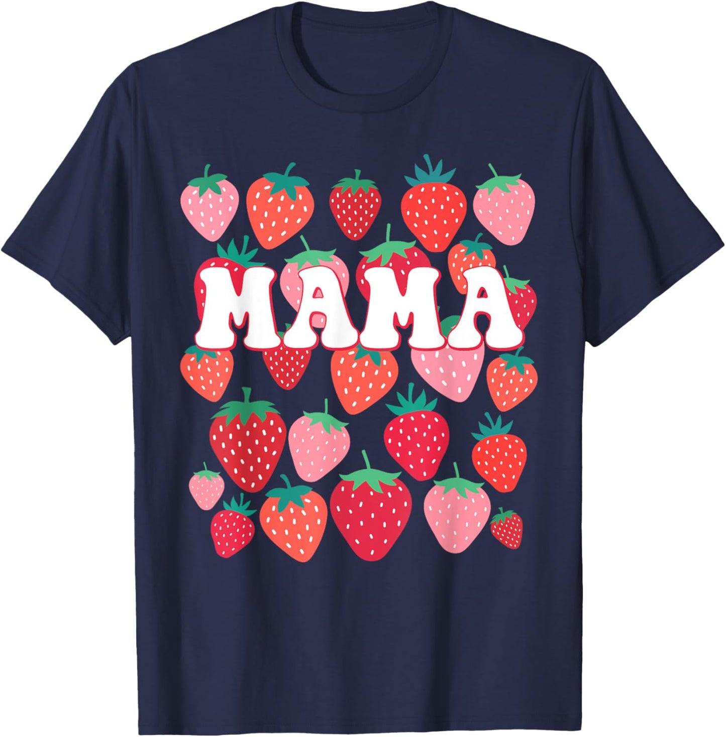 Mama Berry Groovy Strawberry Birthday Family Matching T-Shirt - T-Shirt | Navy