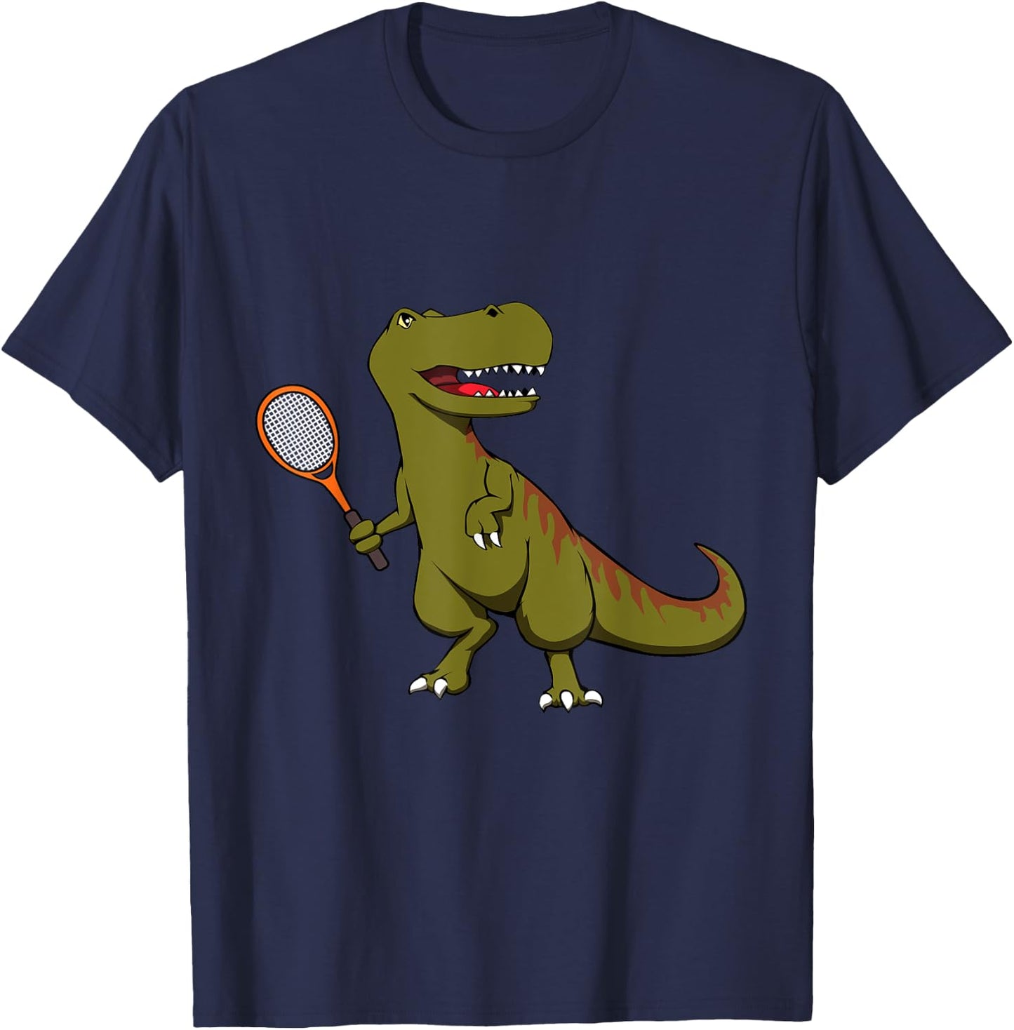 Tennis Dinosaur T-Rex with Racket Tyrannosaurus Dino Player T-Shirt - T-Shirt | Navy