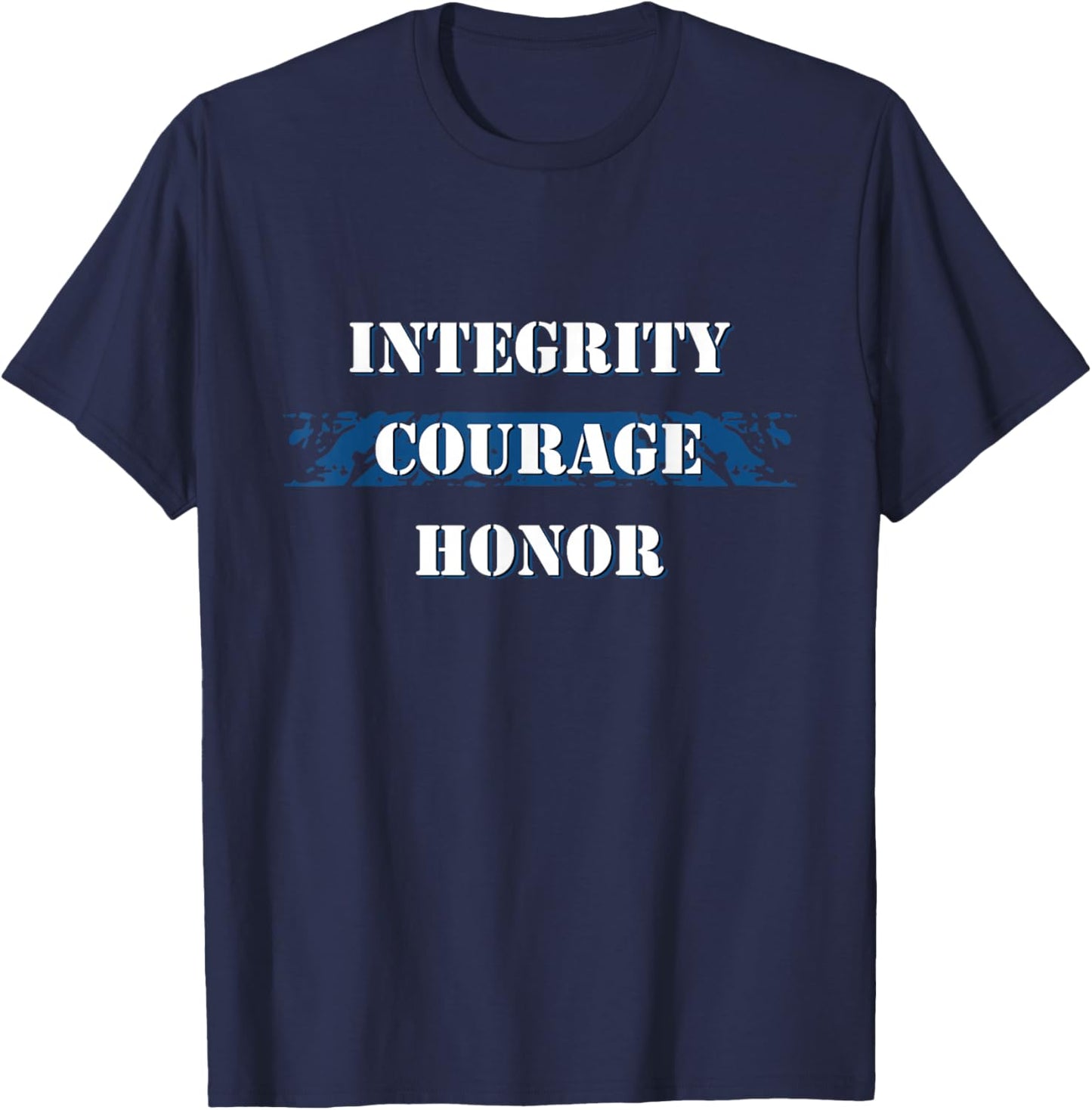 Thin Blue Line Integrity Courage Honor I Police T-Shirt - T-Shirt | Navy