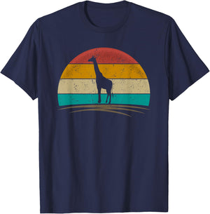 Vintage Giraffe Retro Distressed Giraffe Safari Men Women T-Shirt - T-Shirt | Navy