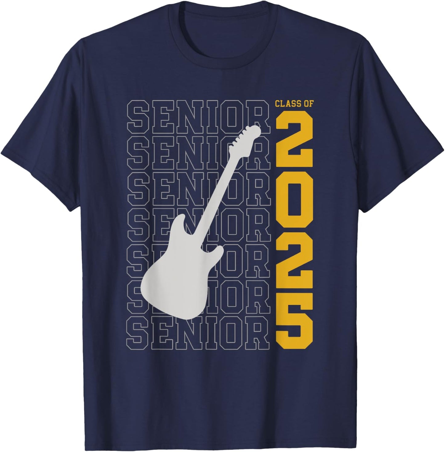 Class of 2025 Senior Guitar for Guitarist T-Shirt - T-Shirt | Navy