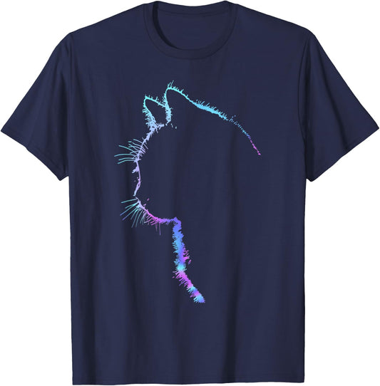 Cute Cat Silhouette T-Shirt - T-Shirt | Navy