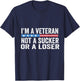 Vintage I'm Veteran Not A Sucker Or A Loser T-Shirt - T-Shirt | Navy