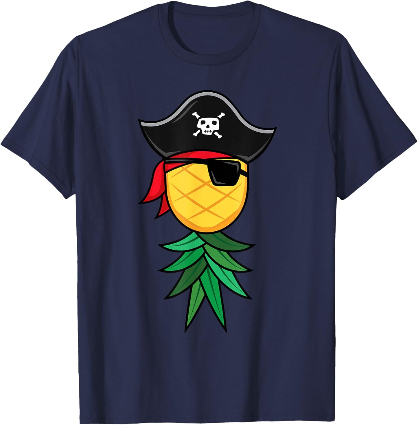 Halloween Pirate Upside Down Pineapple Swingers Lifestyle T-Shirt - T-Shirt | Navy
