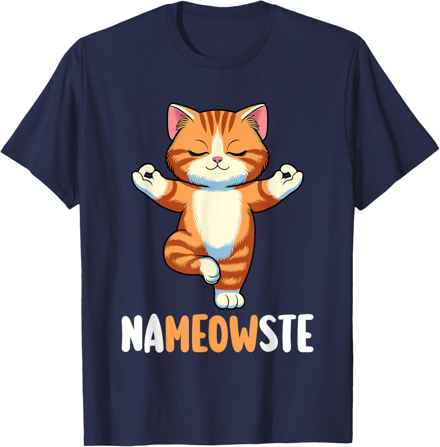 Yoga Cat Nameowste Meditation Zen Kitten Namaste Funny T-Shirt - T-Shirt | Navy