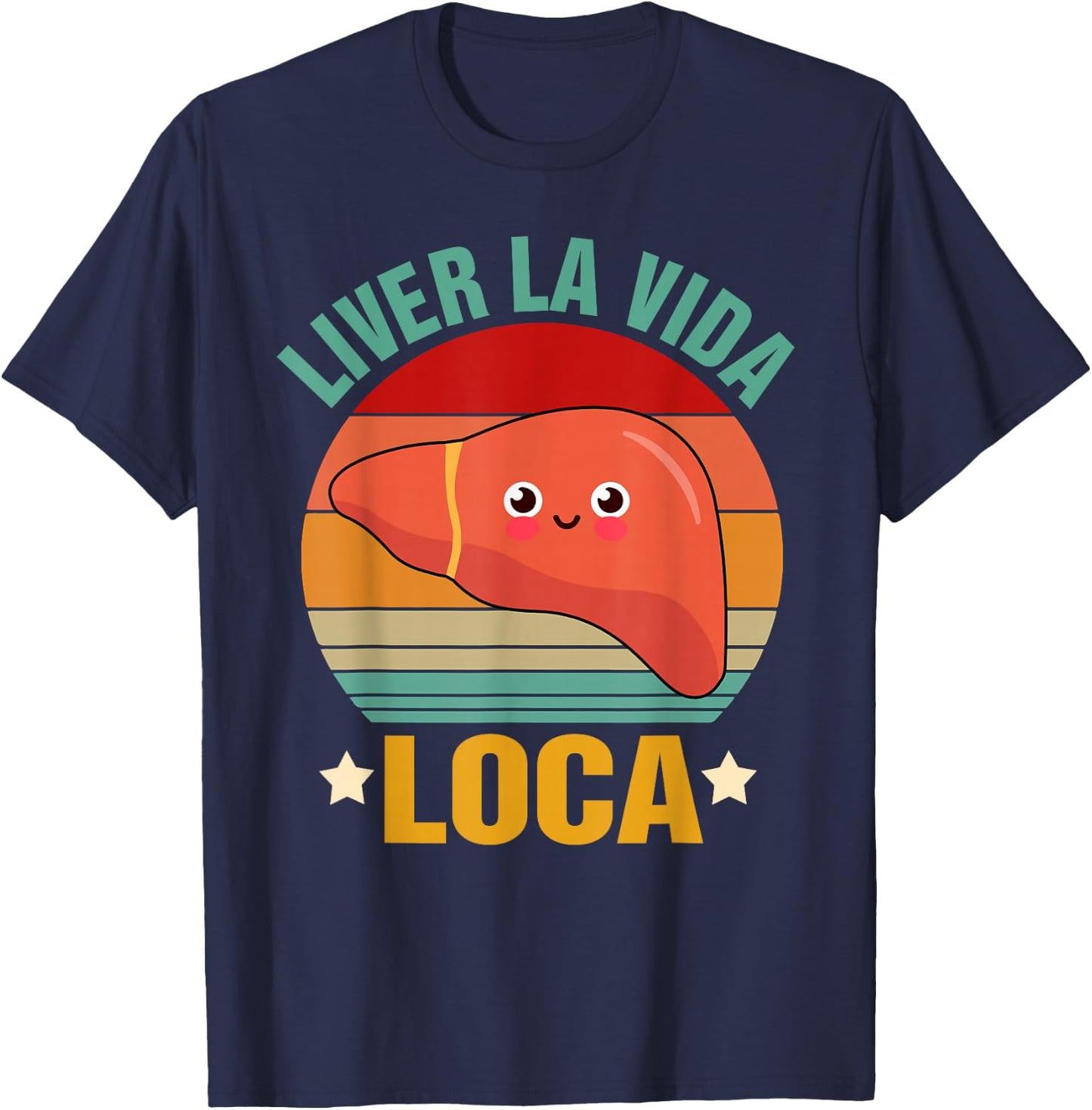 Funny Vintage Liver Disease Hepatology -Adults Black Small U-Neck Short Sleeve Liver Transplant Surgery Recovery Gift T-Shirt - T-Shirt | Navy