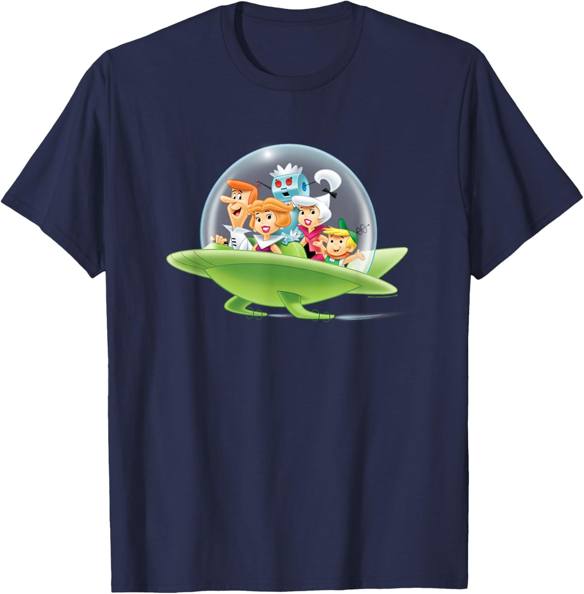 Popfunk The Jetsons Family Cruising -Adults Black Small T-Shirt - T-Shirt | Navy