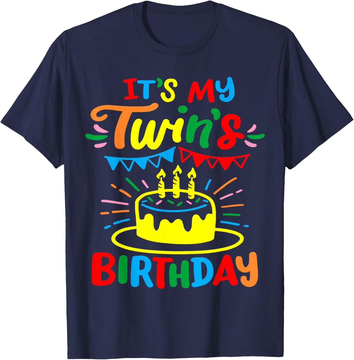 Twins Twin Birthday T-Shirt - T-Shirt | Navy