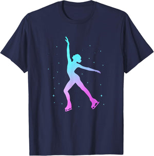 Ice Skating Girl Cute Figure Skater T-Shirt - T-Shirt | Navy