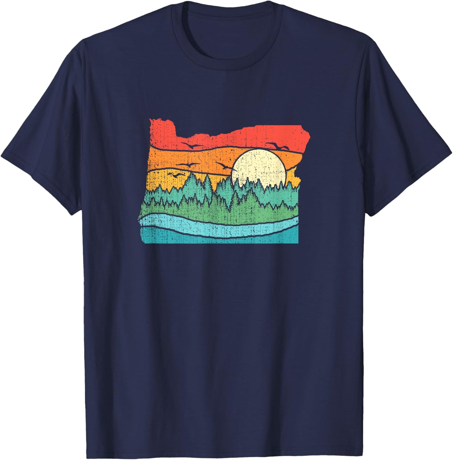 Retro Vintage Oregon Throwback distressed gift T-Shirt - T-Shirt | Navy