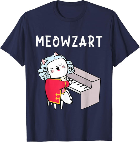 Meowzart - Piano Player Pianist Classical Music Lover T-Shirt - T-Shirt | Navy