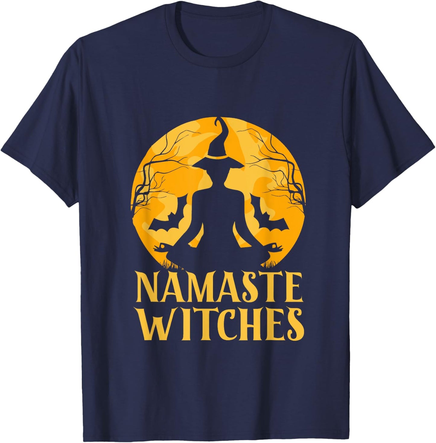Namaste Witches Halloween Yoga Lover T-Shirt - T-Shirt | Navy